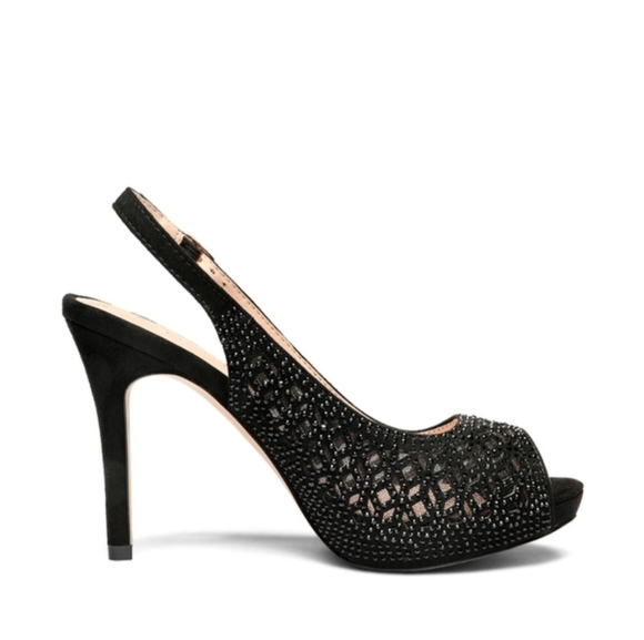 Peep Toe Rhinestone Pumps - Picture 1 of 5